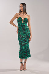 DAY OUT STRAPLESS PRINT MIDI DRESS