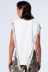 AMBITCHOUS FRINGE DETAIL T-SHIRT