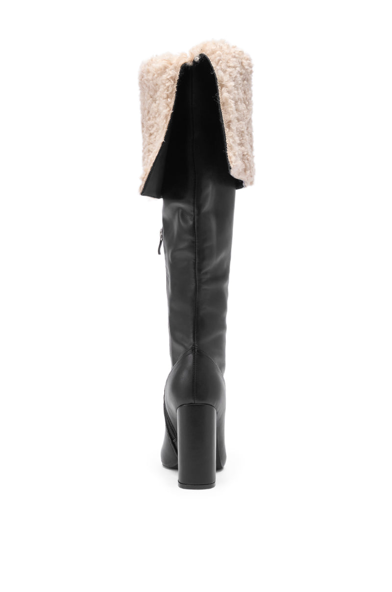 AZALEA WANG BENOUL BLACK SHERPA LINED CHUNKY BOOT