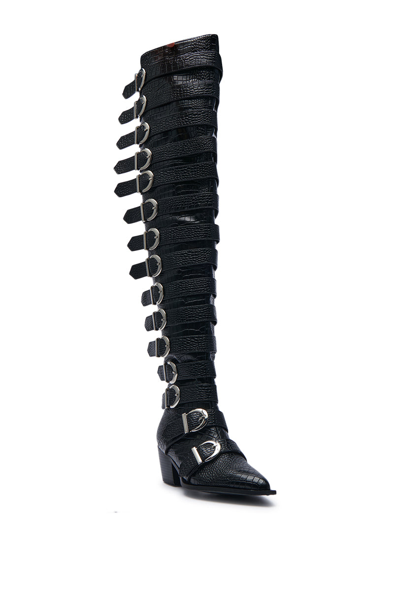 AZALEA WANG BRAULIA BLACK CROC WESTERN BOOT