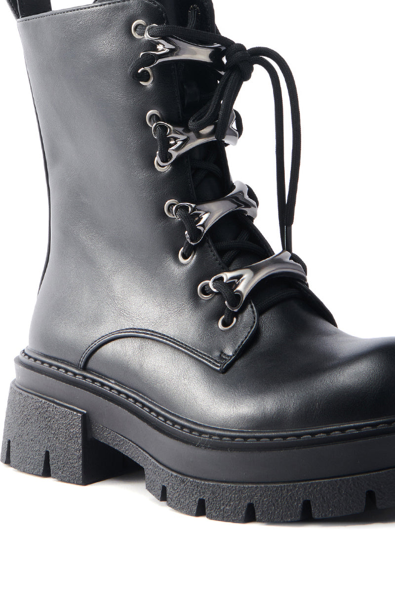 AZALEA WANG BROOKS BLACK COMBAT BOOTIE