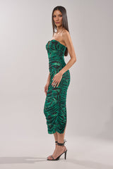 DAY OUT STRAPLESS PRINT MIDI DRESS