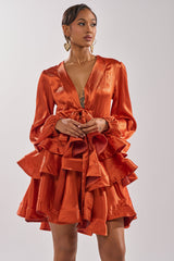 ARIANA SATIN RUFFLED MINI DRESS