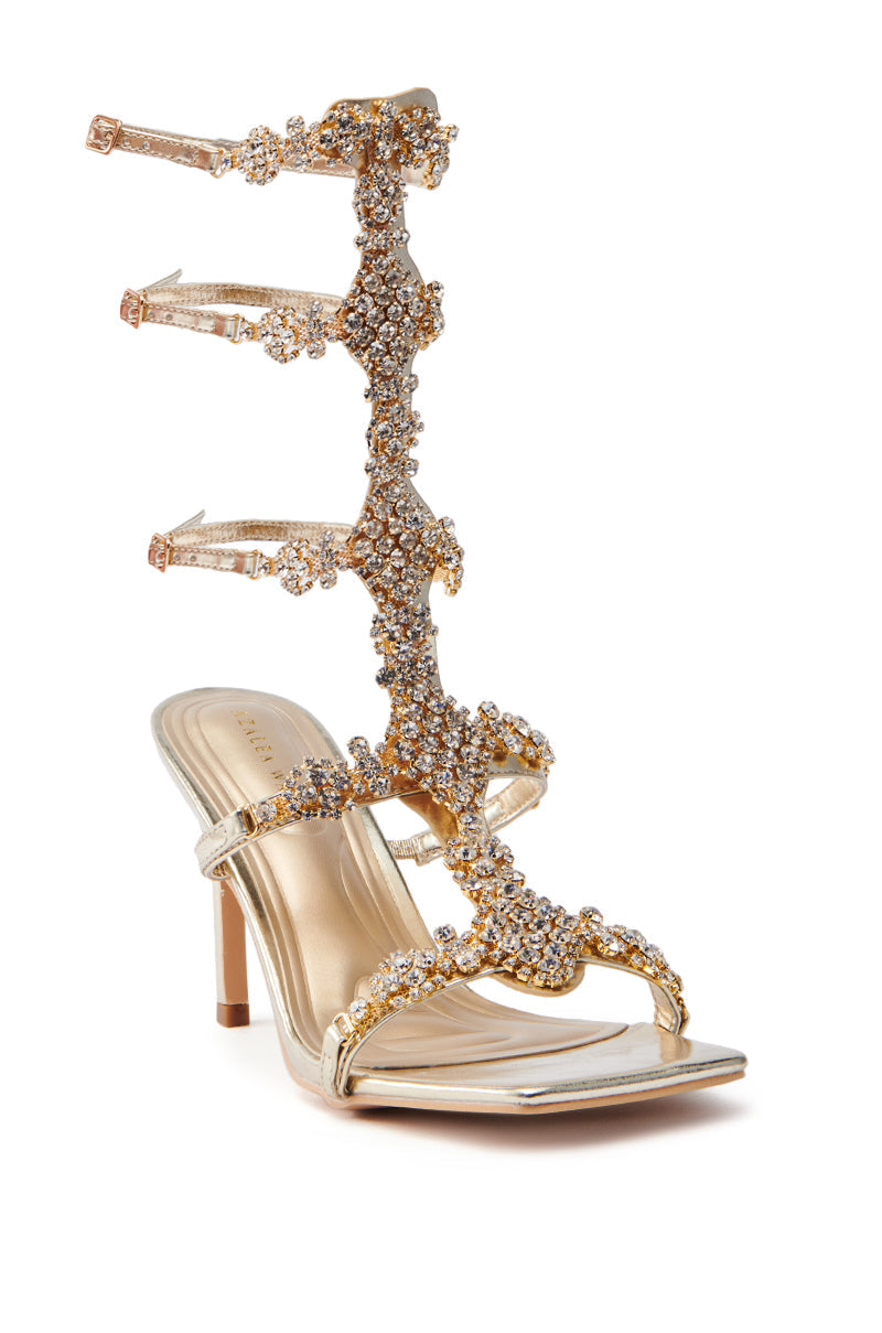 AZALEA WANG JONQUIL GOLD EMBELLISHED GLADIATOR SANDAL