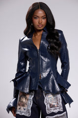 CARMEN BODYCON BLAZER IN NAVY