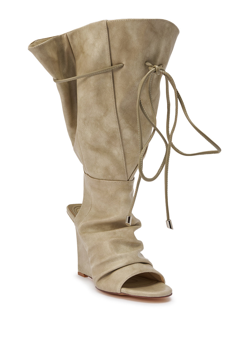 AZALEA WANG VAILEN GREY OPEN TOE SLOUCHY BOOTIE