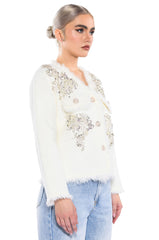 ALWAYS BLING BUTTON FRONT CARDIGAN