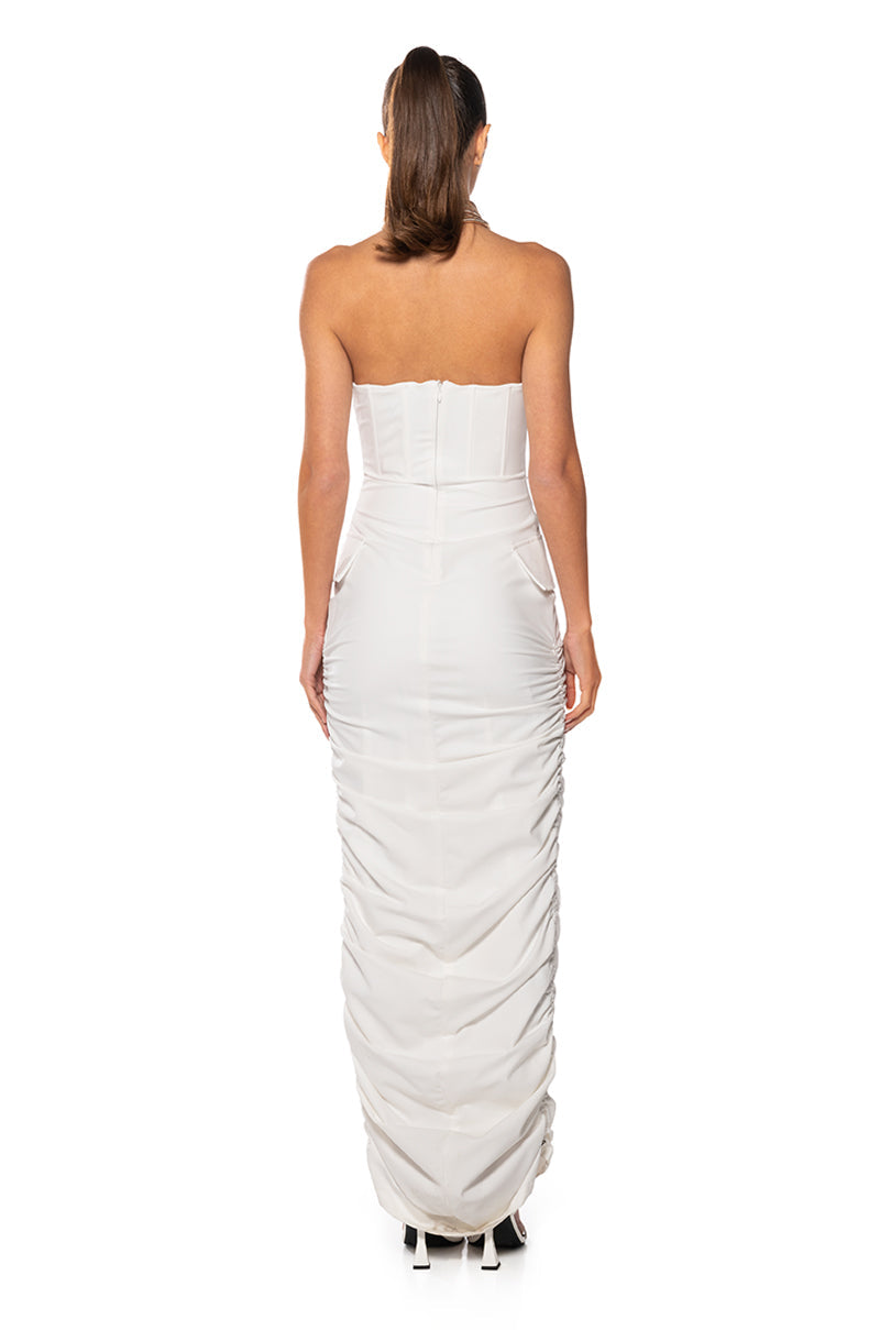ASH STRAPLESS CARGO MAXI DRESS