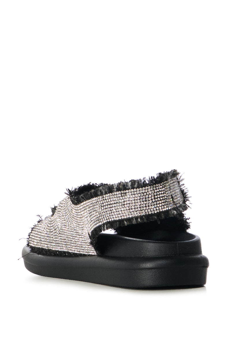 AZALEA WANG BASIA BLACK SILVER RHINESTONE SANDAL