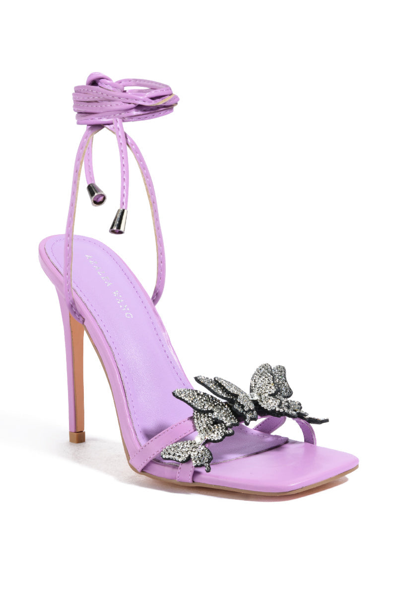 AZALEA WANG CHEER PURPLE BUTTERFLY EMBELLISHED SANDAL