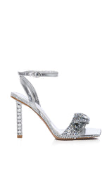 AZALEA WANG DISCO EMBELLISHED CHUNKY SANDAL IN SILVER