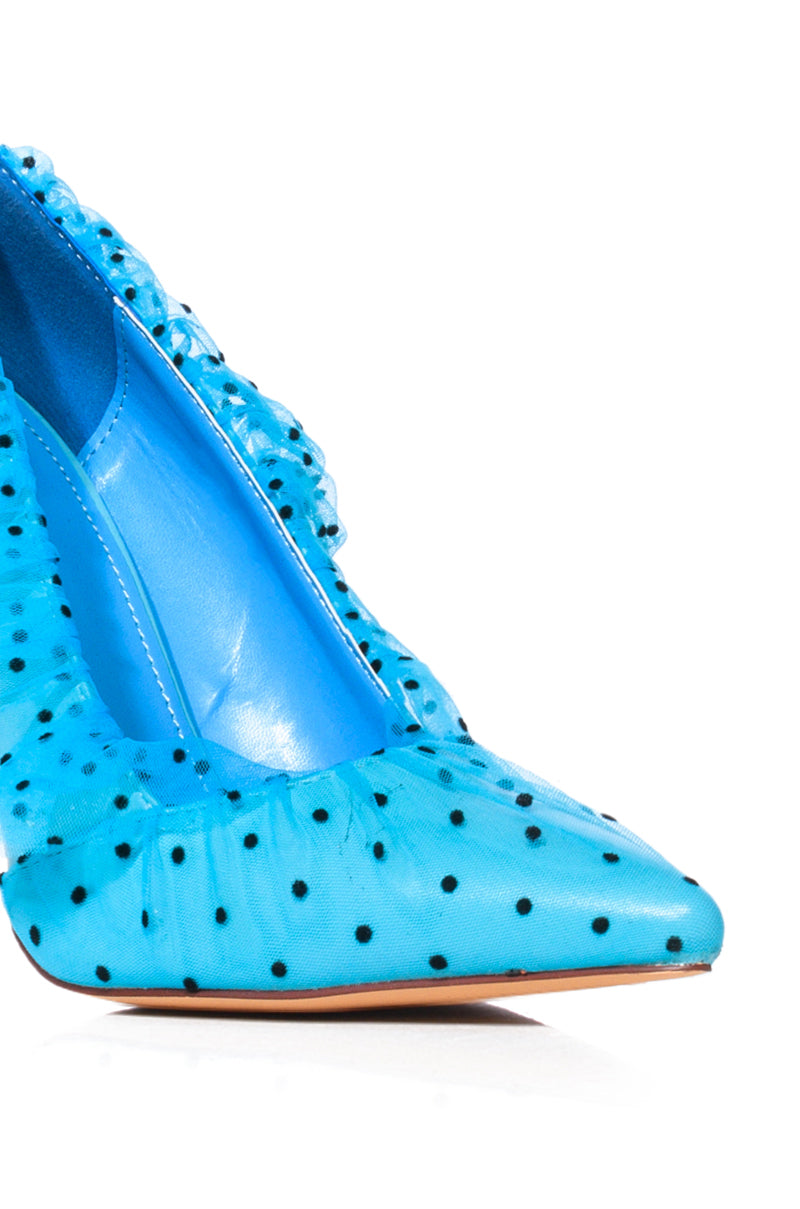 AZALEA WANG DISCREET TULLE POLKA DOT PUMP IN BLUE