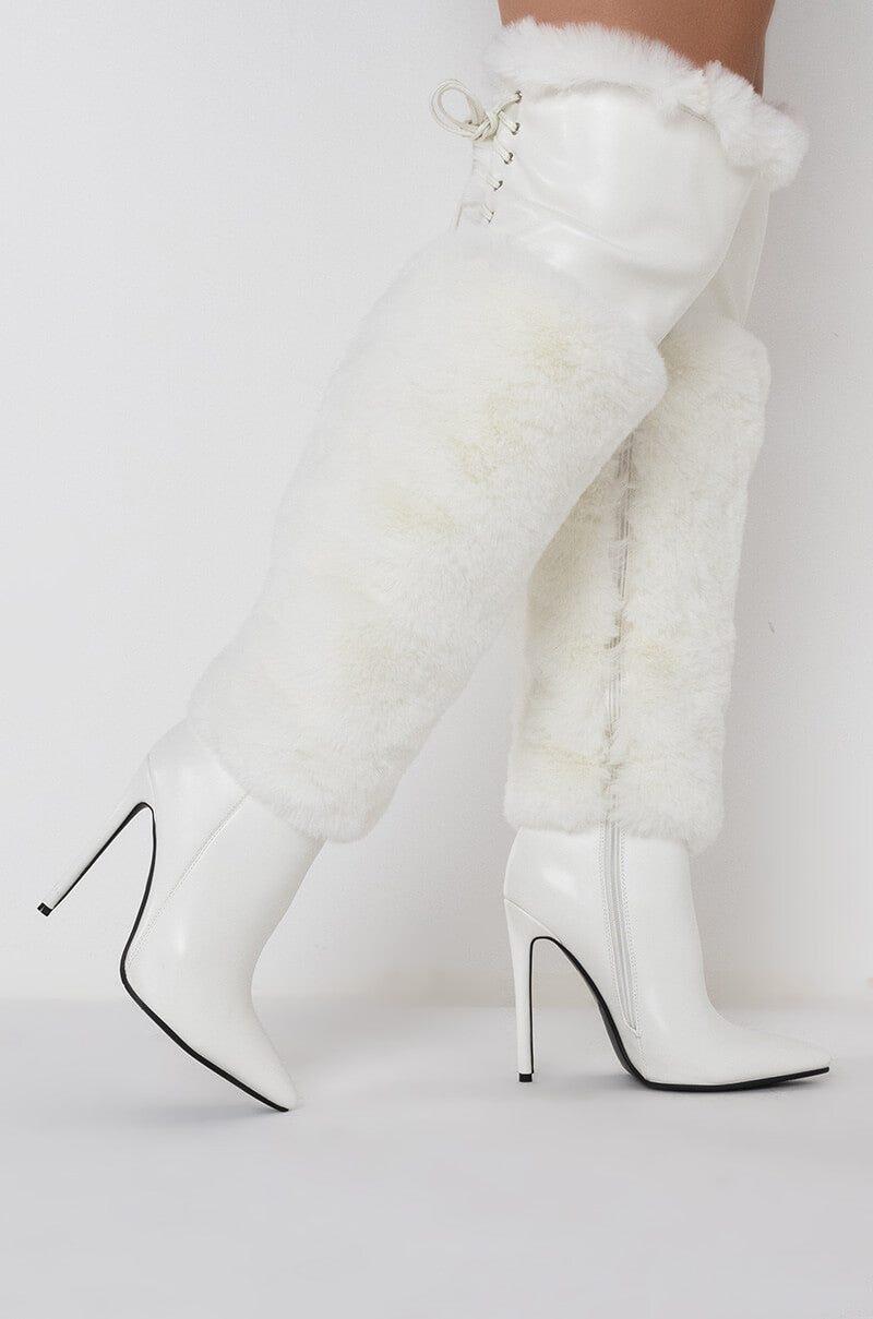 AZALEA WANG DREAMING OF ASPEN STILETTO BOOT IN WHITE