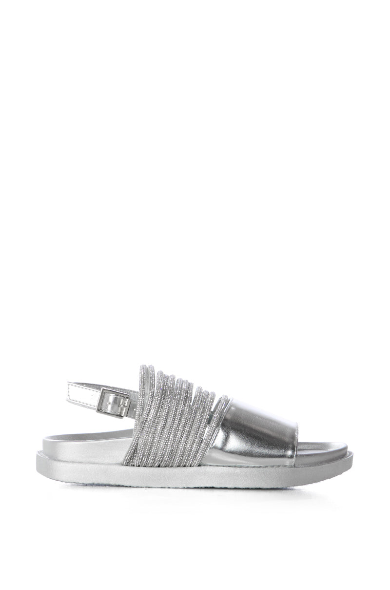 AZALEA WANG HILAIRE SILVER DIAMOND ROPE EMBELLISHED SANDAL