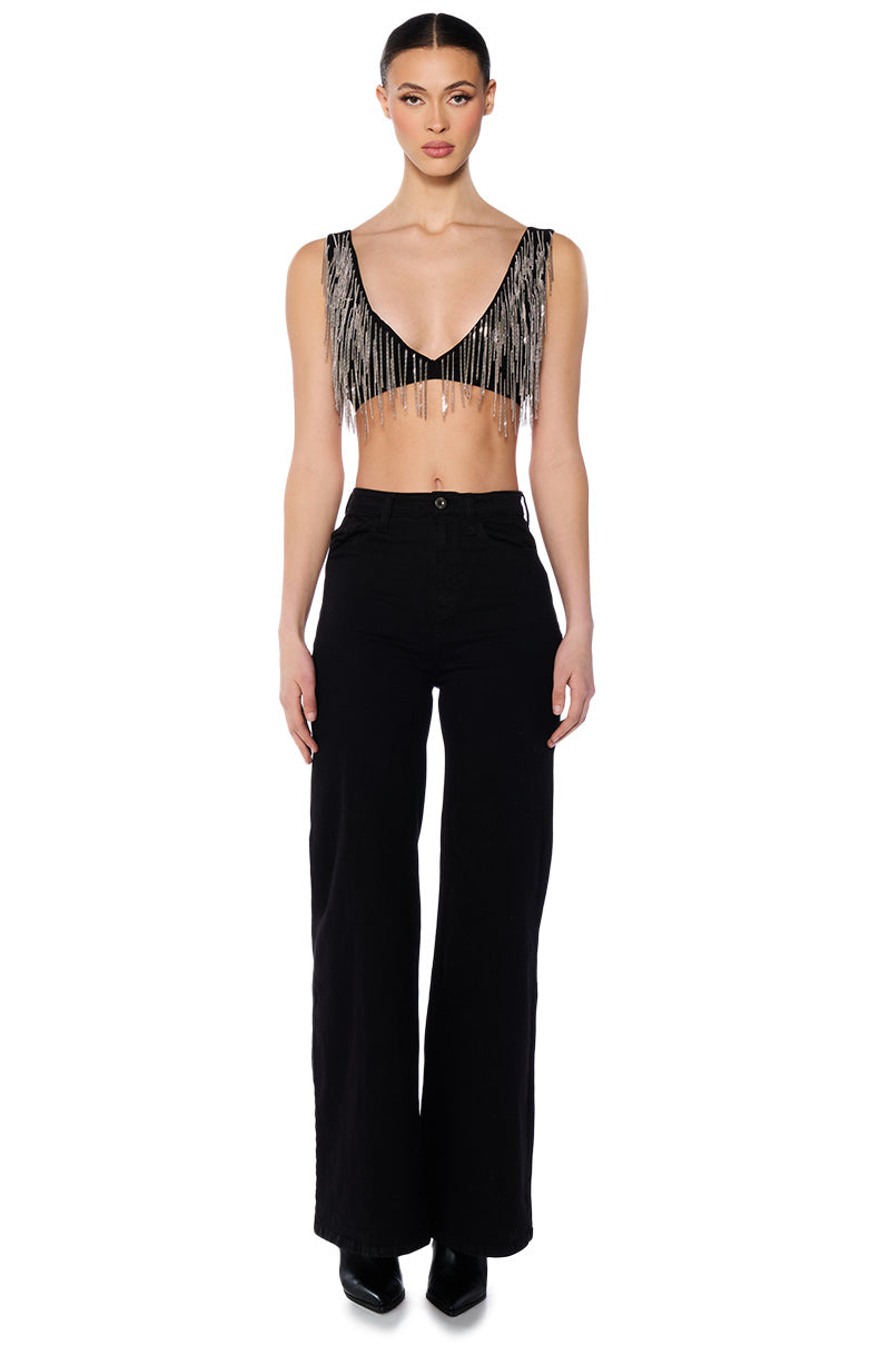 BEAUTIFUL LIGHTS CHAIN FRINGE BRA TOP
