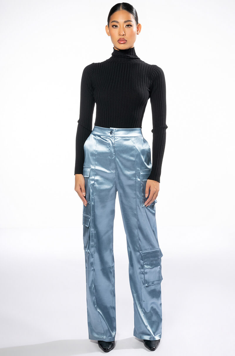 BEAUTY RAINS SATIN CARGO PANTS