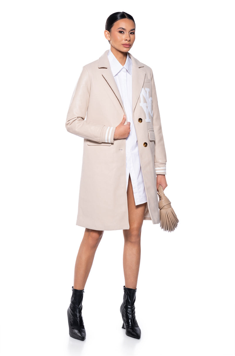 BRENTWOOD VARSITY TRENCH JACKET IN IVORY