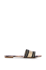 BASTA PRINT DESIGN FLAT SANDAL IN HAZELNUT