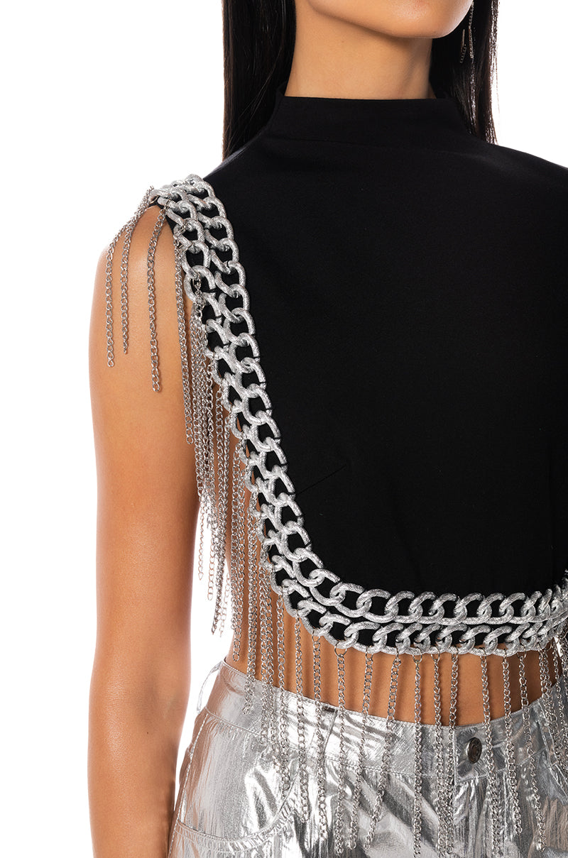 CHAIN EXTRAVAGANT ONE SLEEVE BLOUSE